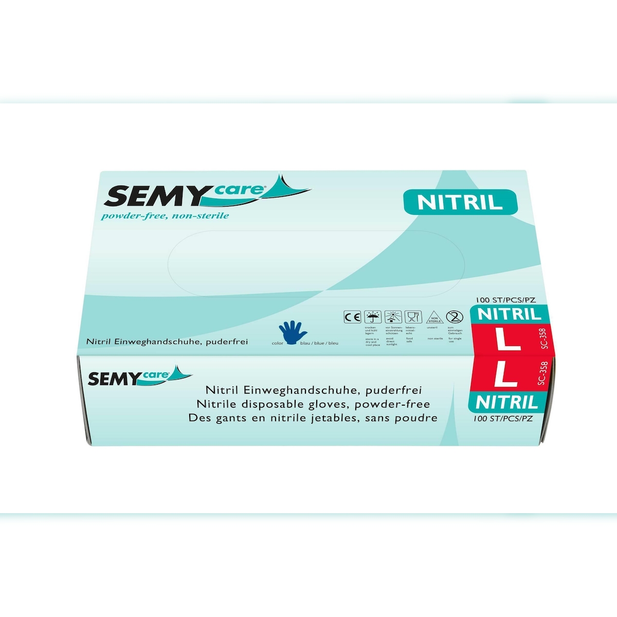 Plock GmbH SemyCare Nitril-Einweghandschuhe - blau - 1000 Einmalhandschuhe - Gr. XL Image