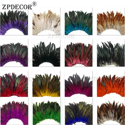ZPDECOR Dyed Rooster Schlappen Feathers 15-20 Cm Strung 1 Yard per Lot for Crafts And DIY Projects