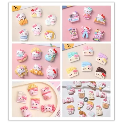 1:12 Mini Miniature Cartoon KT cat Cookie Chocolate Candy Resin Food For Miniature Kids Dollhouse