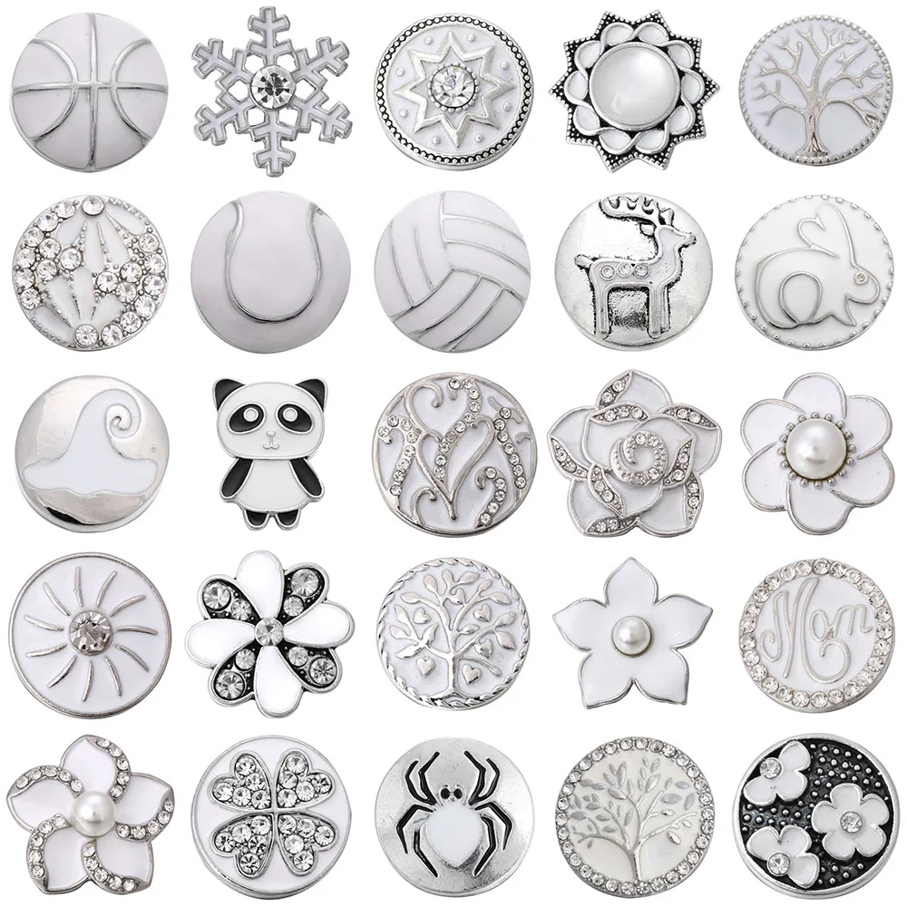 5pcs/lot New 18mm Snap Buttons Jewelry White Buttons Snap Jewelry Fit 18mm Snap Bracelet Necklace Jewelry