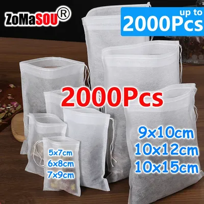 2000-100Pcs Disposable Tea Filter Bags Mesh Sealing Infuser Teabags Empty Bags for Herb Loose Tea