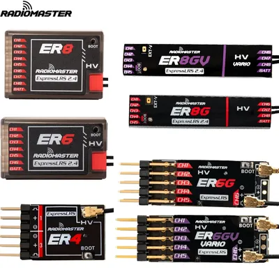 Radiomaster PWM Receiver ER4 4CH/ER6 ER6G ER6GV 2.4G 6CH/ER8 ER8G ER8GV 8CH CRSF ExpressLRS 2.4Ghz