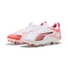 Fußballschuh PUMA "ULTRA 5 MATCH FG/AG Fußballschuhe Jugendliche", Kinder, Gr. 37, weiß schwarz glowing rot, Obermaterial: Textil, Synthetik; Futter: Textil, Synthetik; Innensohle: Textil; Laufsohle: Synthetik, Schuhe