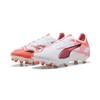 Fußballschuh PUMA "ULTRA 5 MATCH FG/AG Fußballschuhe Erwachsene", Gr. 48, weiß schwarz glowing rot, Obermaterial: Synthetik, Textil; Futter: Synthetik, Textil; Innensohle: Textil; Laufsohle: Synthetik, Schuhe