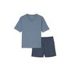 Shorty MARC O'POLO "Mix & Match Cotton", Damen, Gr. S, blau mirage, blau print, Obermaterial: 100% Baumwolle, unifarben, gemustert, bedruckt, casual, figurumspielend ca. Mitte Oberschenkel, Rundhals, Kurzarm abgesteppte Kante, Homewear-Sets, mit...
