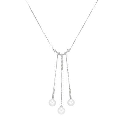 Collier "mit Süßwasser-Perlen und Zirkonia, Silber 925", silber, GIORGIO MARTELLO MILANO, Halsketten, Damen, 45cm, Silber 925 (Sterlingsilber) Image