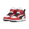 Sneaker PUMA "PUMA Rebound V6 Mid Sneakers Kinder", Kinder, Gr. 22, rot (weiß schwarz for all time rot), Obermaterial: Textil, Synthetik; Futter: Textil; Laufsohle: Gummi, Schuhe