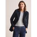 Trenchcoat CECIL, Damen, Gr. XXL (46), blau (schwarz navy blau), Web, Obermaterial: 100% Baumwolle; Futter: 100% Polyester, unifarben, casual, normal kurz, V-Ausschnitt, Langarm Bündchen, Mäntel, mit Bindegürtel