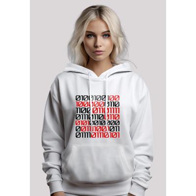 Kapuzenpullover F4NT4STIC "I love you 01001001 Binary Code Valentinstag", Damen, Gr. M, weiß, Obermaterial: 65% Baumwolle, 35% Polyester, casual, relaxed fit, Langarm, Pullover, Premium Qualität Image