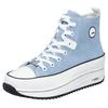 Sneaker RIEKER, Damen, Gr. 37, weiß (hellblau, weiß), Textil, Lederimitat, sportlich, Schuhe, Plateau, High Top-Sneaker, Schnürschuh in veganer Verarbeitung
