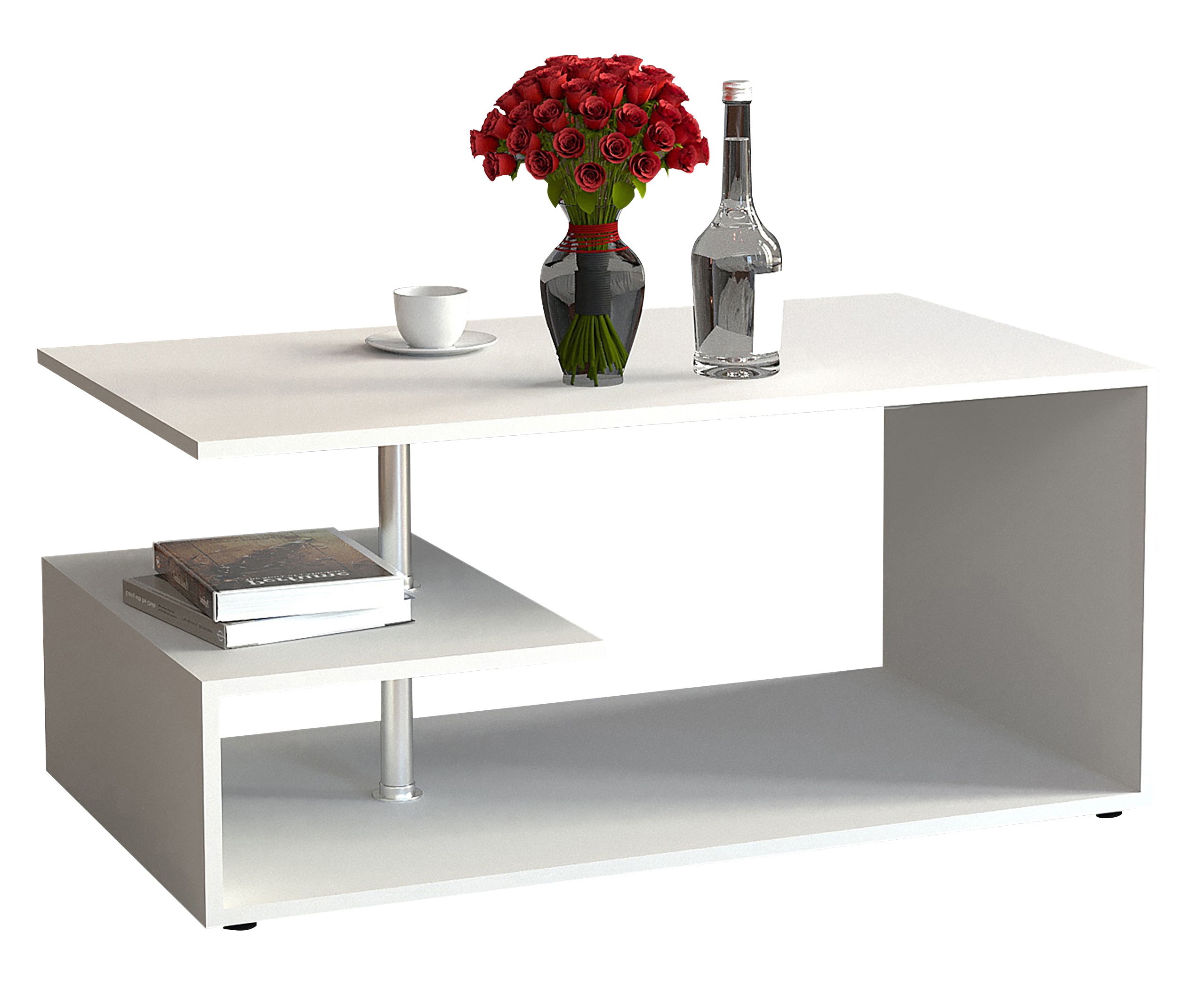 Beistelltisch VCM "Holz Sofatisch Couchtisch Wohnzimmertisch Maliso M" Gr. 91, weiß, B:91cm, Tische, Eckige Couchtische Couchtisch