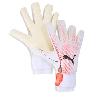 Torwarthandschuhe PUMA "ULTRA ULTIMATE Hybrid Torwarthandschuhe Unisex", Damen, Gr. 10, weiß glowing rot schwarz, Obermaterial: 5% Elasthan, 95% Polyester; Handgelenkschoner: 23% Elasthan, 77% Polyester; Handfläche: 100% Latex; Handrücken: 100%... Image