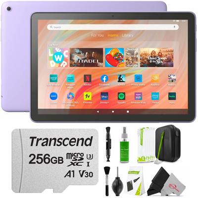 Amazon Fire HD 10 10.1" 32GB Wi-Fi Tablet, 13th Gen, Lilac + Portable Bluetooth Speaker + 64GB microSDXC Card + Cleaning Kit