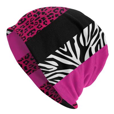 TEMU Hot Pink Zebra And Leopard Print Thin Hats For Men And Women, Autumn And Spring, Warm Hip Hop Skullies And Beanies. Image