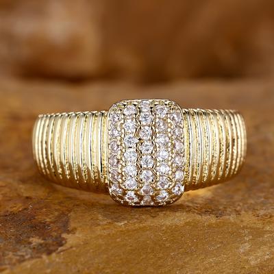 TEMU Women's Wide Band Ring, Vintage Style, , Synthetic Cubic Zirconia, Copper, Party, Wedding, Anniversary, Engagement, Accessory Image