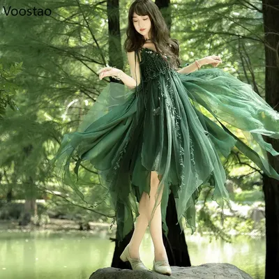 Süßes Lolita JSK Kleid Damen Elegant Grüner Schmetterling Stickerei Cane Vine Design Hosenträger Prinzessin Kleider Cosplay Partykleid Image