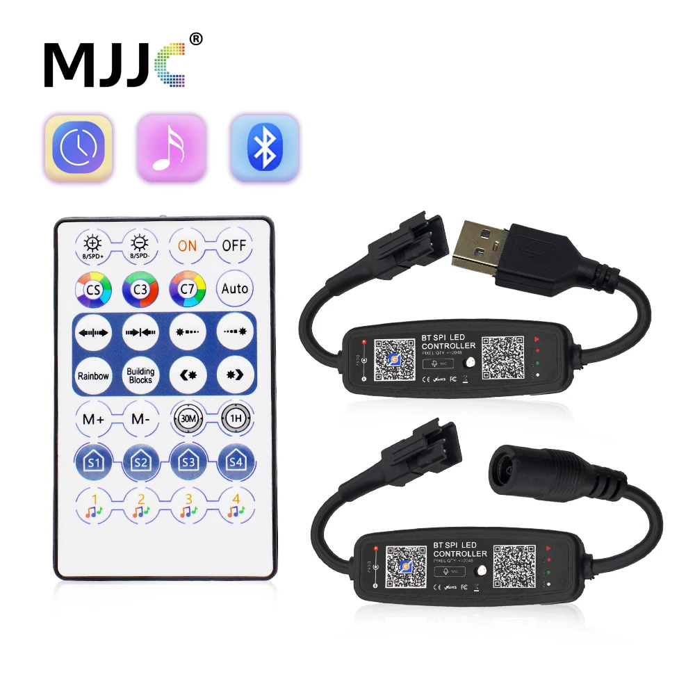 Controller musicale LED RGB 12V 5V 24V DC Striscia LED indirizzabile SPI USB Bluetooth Pixel Telecomando WS2812B SK6812 WS2811 IC
