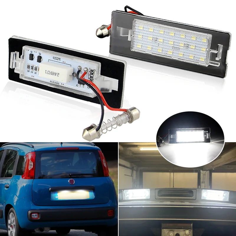 2 pezzi CanBus nessun errore luce targa a LED per FIAT Panda MK3 tipo 169 MK4 312 319 lampada con numero bianco brillante senza errori
