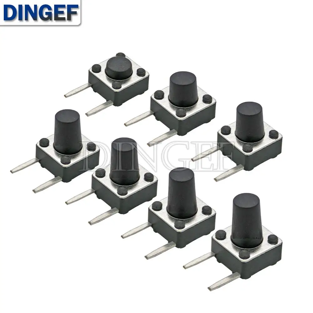 50 Teile/los 6x6x4,3/5/5,5/6/7/8/9mm Schwarz 6x6 Tact Taste Schalter Seite 2Pin 6*6 * Seite Einsatz Micro Schalter Pushbutton Image