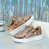 Frauen flache Glitzer Turnschuhe lässig Frau Mesh Schnürung bling Plattform bequeme vulkan isierte Schuhe weiche Sohle Slipper plus Größe 45