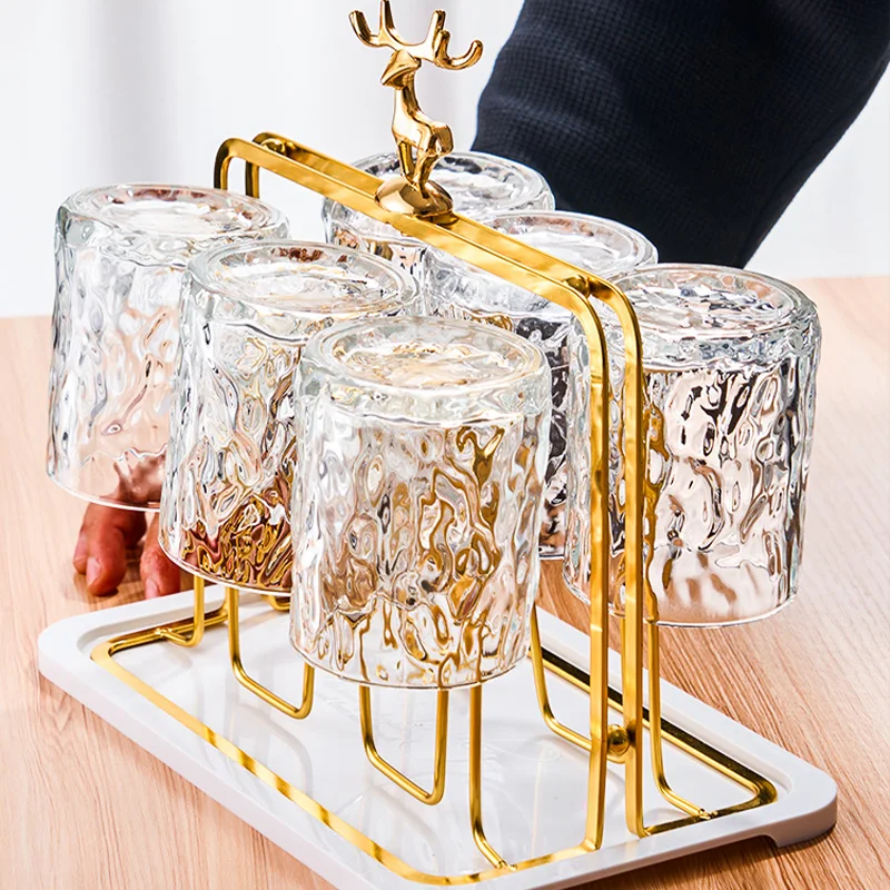 GIANXI Portabicchieri Portabicchieri decorativi in ferro con renna nordica Portabicchieri di scarico per riporre tazze d'acqua per uso domestico