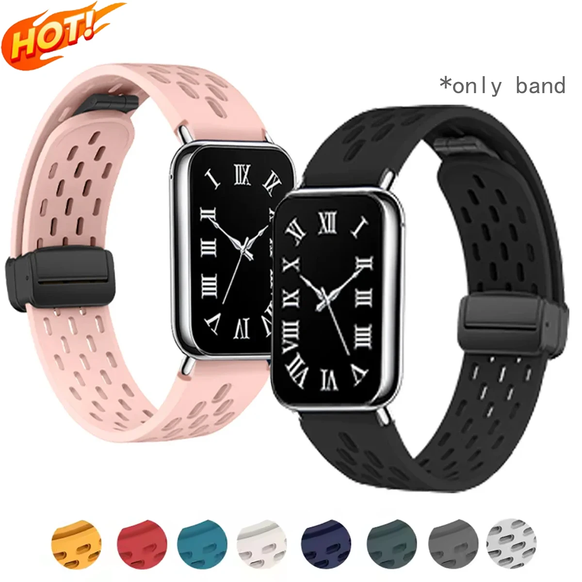Neues Silikonarmband für Redmi Watch 4/8 Pro, magnetische Schnalle, Sportband für Mi Band 8 Pro Correa, atmungsaktives Armband-Zubehör Image