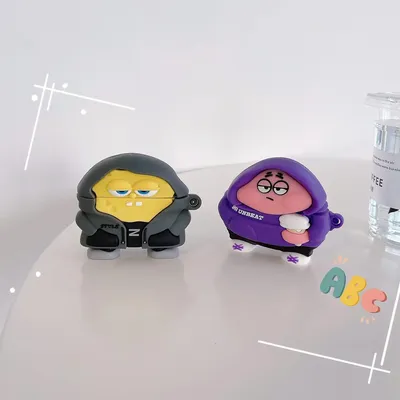 Cooler Schwamm Patrick für Airpods 1 2 3 4 Pro Pro 2 Hülle Cartoon Silikon Kopfhörer Hülle Zubehör Abdeckung Image