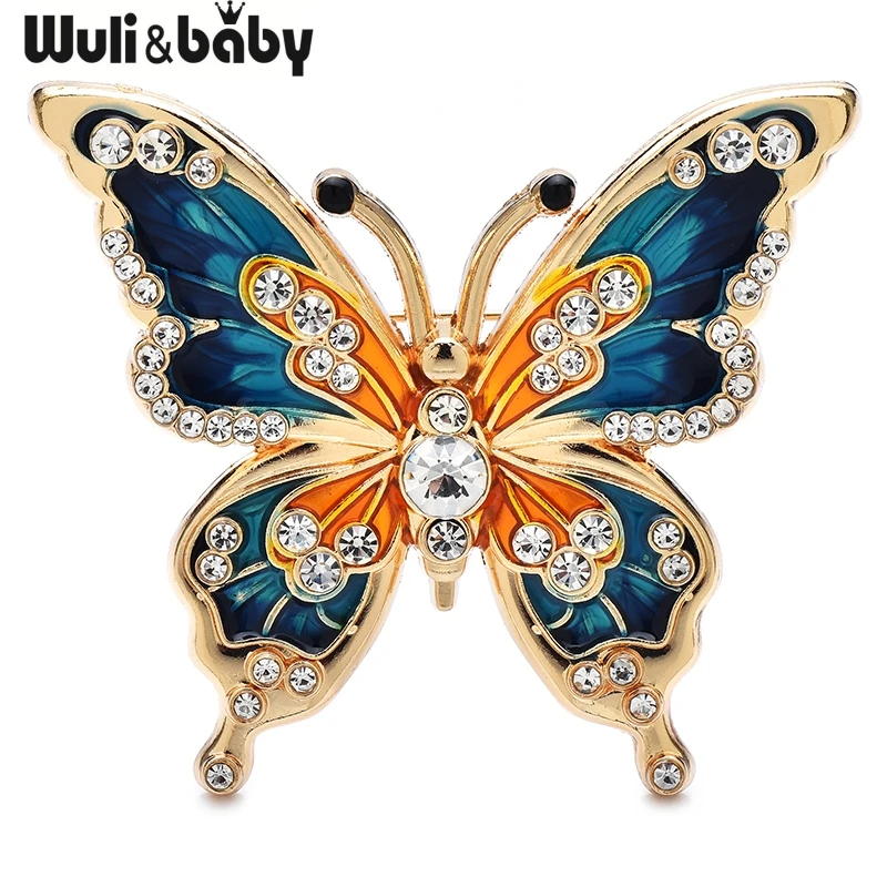 Wuli&baby Klassische Schmetterlings-Broschen für Damen, Unisex, zweifarbig, Emaille, schöne Insekten, Party, lässige Brosche, Pins, Geschenke Image