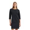 Jerseykleid MARC O'POLO "aus Interlock-Qualität", Damen, Gr. 38, Normalgrößen, blau (deep night blau), Obermaterial: 94% Baumwolle, 6% Elasthan; Futter: 100% Nicht verfügbar, unifarben, casual, regular fit kurz, U-Boot-Ausschnitt, 3/4-Ärmel normaler...