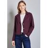 Kurzjacke STREET ONE, Damen, Gr. 36, rot (mulberry rot), Stoff, 93% Viskose, 7% Polyester, unifarben, casual, normal kurz, V-Ausschnitt, Langarm Bündchen, Jacken, mit Reverskragen
