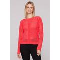 Rundhalspullover SOCCX, Damen, Gr. XXXL, juicy coral, Material: 100% Polyester, Strukturmuster, casual, gerade normal, U-Boot-Ausschnitt, Langarm eingesetzt Rippbündchen, Pullover, mit U-Boot-Ausschnitt