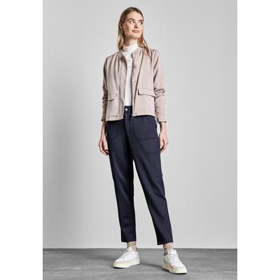 Cargohose STREET ONE, Damen, Gr. 34, Länge 30, blau (tiefblau), Stoff, 92% Polyester, 8% Elasthan, unifarben, casual, slim fit lang, Hosen, mit Stretchanteil Image