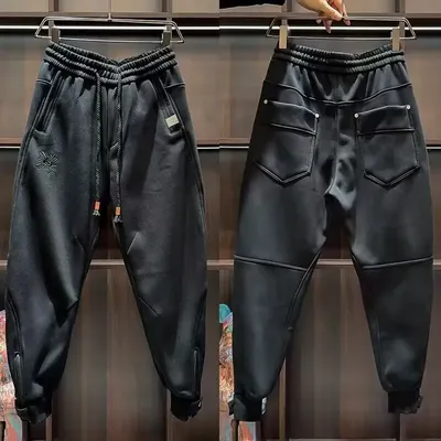 Men's Sweatpants Solid Loose Fit Mens Sweatpant Autumn Fashion Khaki Joggers Pants Unisex Elastic Waist Track Male Trouser 2025