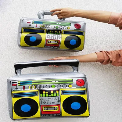 Inflatable Radio Boombox Inflatable Microphones 80s 90s Theme Party Decorations Props Hip Hop Theme