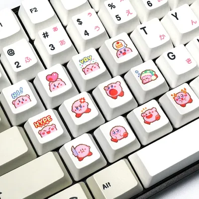 2025 New Cartoon Cute Star Kirby Keycap Oem R1-2-3 Pink Sublimation Personality Pbt Keycap Non