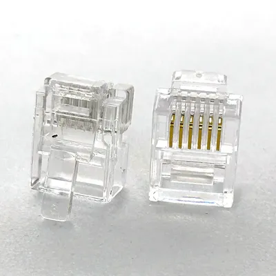 20pcs/lot 6P6C 6 Pins 6 Contacts RJ11 Telephone Modular Plug Jack,RJ11 Connector Transparent