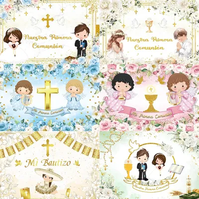 My Baptism Theme Photography Background Sacrament Flowers First Holy Communion God bless Young Girl