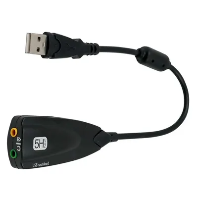 External USB Sound Card 7.1 Adapter 5HV2 USB to 3D CH Sound Antimagnetic Audio Headset Microphone