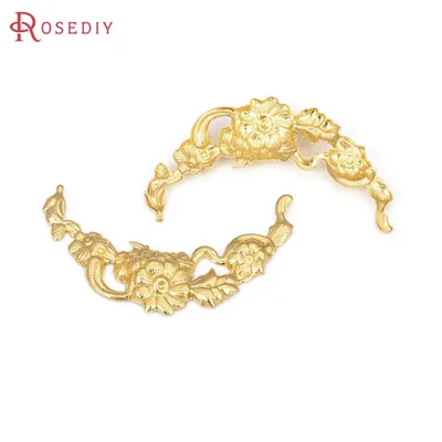 20PCS Not Plated Color Brass No Hole Semicircle Decorative Flower Disk High Quality Diy Jewelry