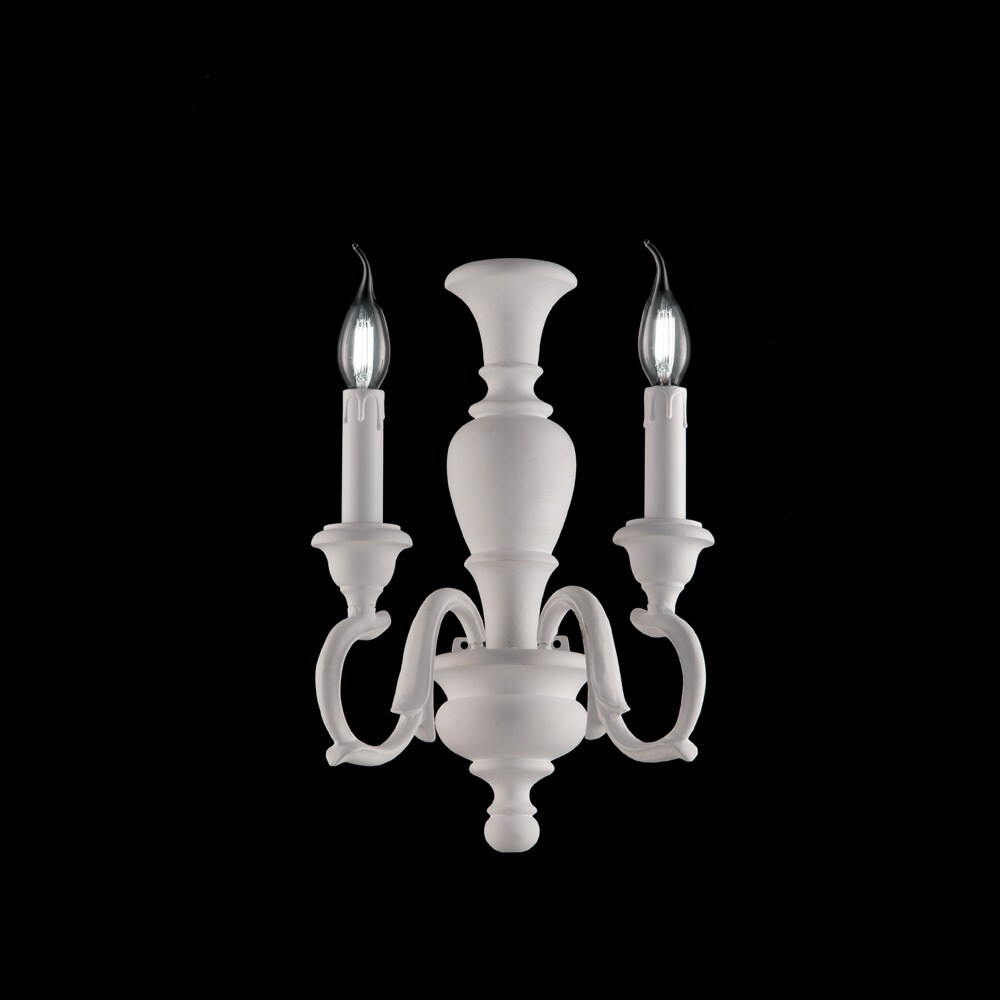 Bonetti Illumina Fiorenza - Shabby weiße Holzwandleuchte 2 Lichter .18 - P.16 - BL172-AP2-BCO Image