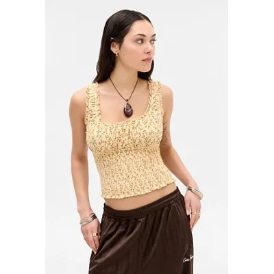 Kimchi Blue Sienna Print Top - Yellow XS at Urban Outfitters