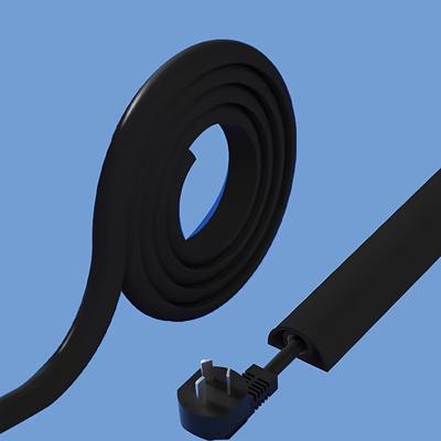 TEMU 2m Rubber Floor Cord Cover Protector - Cable Concealer For Office And Home, Flexible Cable Management Strip, Ground Channel Protective Cover, Anti-trip Wire Hider