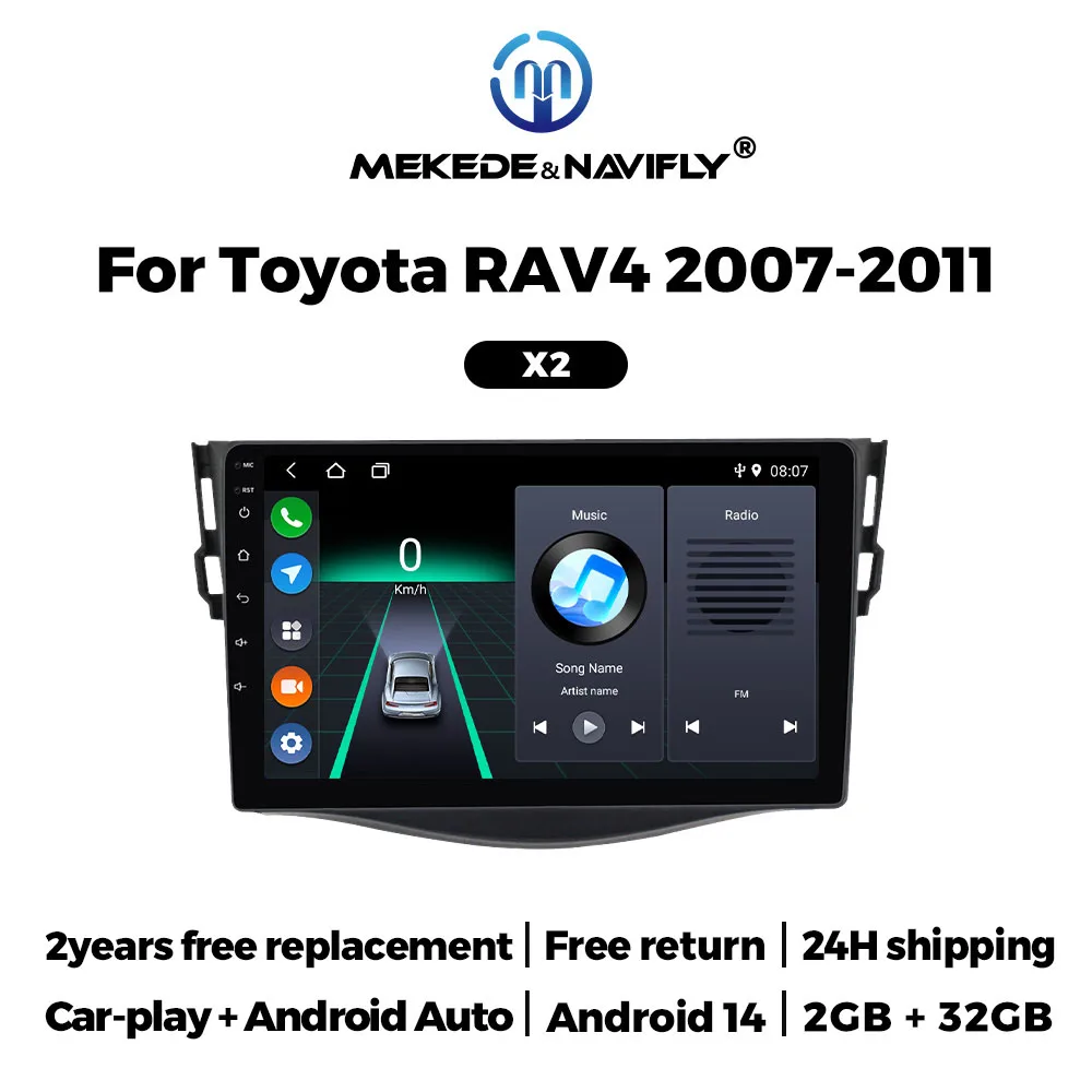Android 14 Autoradio für Toyota RAV4 Rav 4 2006–2012 Carplay Auto-Multimedia-Player Autoradio Stereo Touchscreen GPS-Kopfbedeckung Image