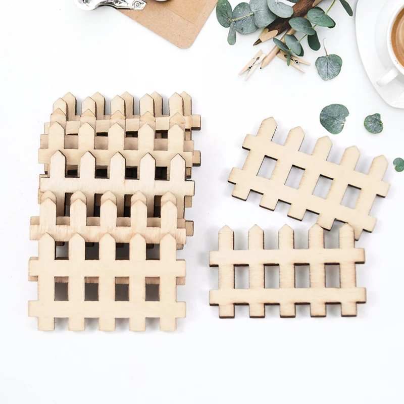 20/40Pcs Mini Holz Kreative Simulation Kleine Zaun Landschaft Fee Garten Figuren Miniaturen Handwerk Hause Garten DIY Dekoration Image