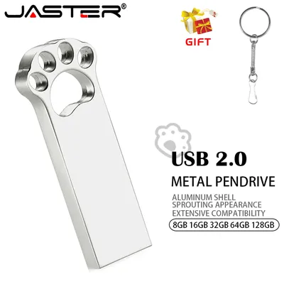 Cat Claw Metall USB 2.0 Flash Drive 128 GB 64 GB Pen Drive Schlüsselanhänger Pendrive 32 GB Thumb Image
