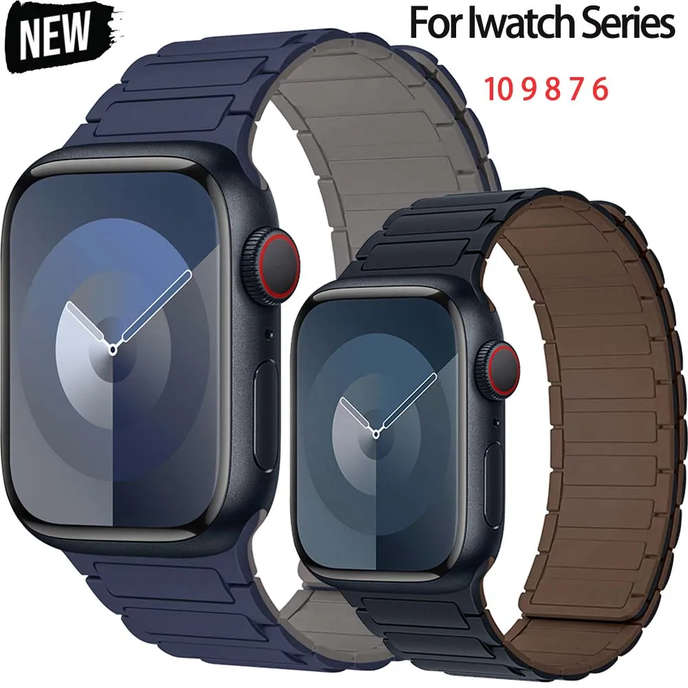 NEUES magnetisches Silikonarmband für Apple Watch Band Ultra 2 49 mm 45/41 mm Armband für Iwatch Serie 10 9 8 7 6 SE 5 4 38/42/44/40 mm Image