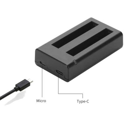 Trade-shop - Dual led Micro-USB Typ-C Ladegerät Ladestation IS360X3B kompatibel mit INSTA360 one X3 Image