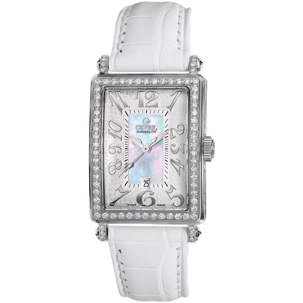 Gevril Damen 7249NV Mini Quartz Avenue of Americas Weiß Diamant Uhr Image