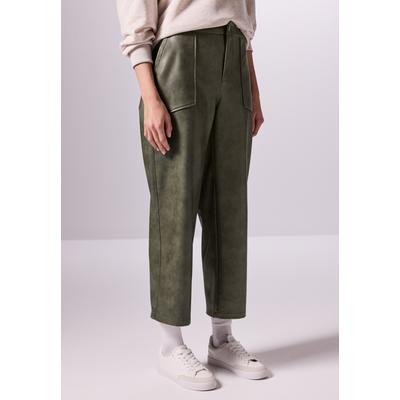 Lederimitathose STREET ONE, Damen, Gr. 46, Länge 28, dull kale grün, Stoff, 100% Polyurethan, unifarben, casual, comfort fit knöchelfrei, Hosen, in Leder-Optik Image