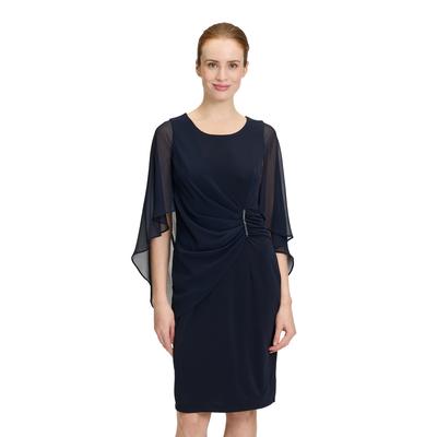 Cocktailkleid VERA MONT "Vera Mont Cocktailkleid mit Raffung", Damen, Gr. 44, Normalgrößen, blau (night sky), Obermaterial: 95% Polyester, 5% Elasthan. Besatz: 100% Polyester. Futter: 100% Polyester., elegant, figurbetont kurz, Rundhals, Kurzarm,... Image